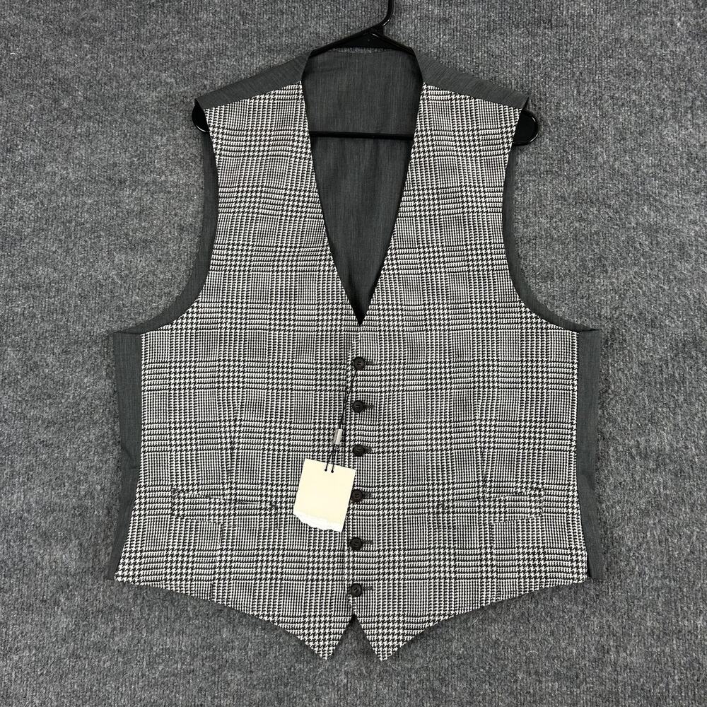 Suitsupply Vest Mens 56 Nieuw Amsterdam Wool Linen Glen Plaid Business Formal